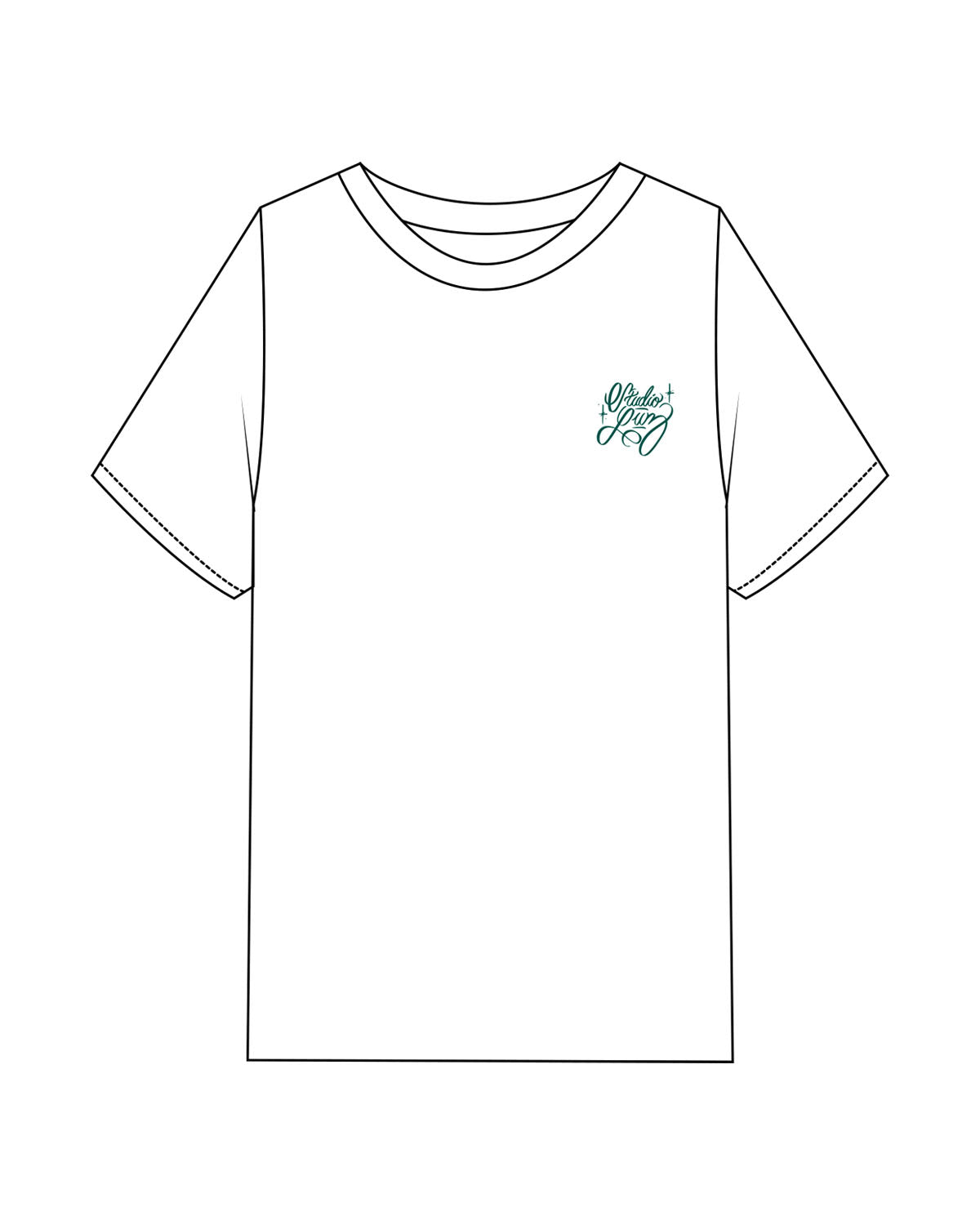The Mens Heavyweight Tee - White - Studio Luz - Left Chest & Center Back Logo - Printed - Teal