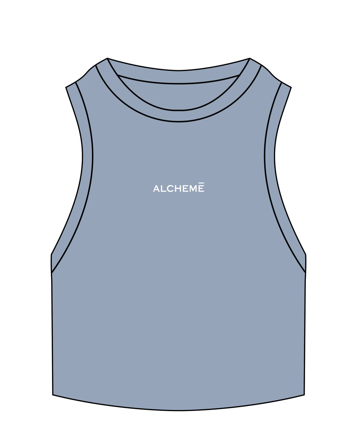The Ribbed Crop Tank - Powder - ALCHEME - Center Chest - Embroidered - White