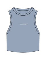 The Ribbed Crop Tank - Powder - ALCHEME - Center Chest - Embroidered - White