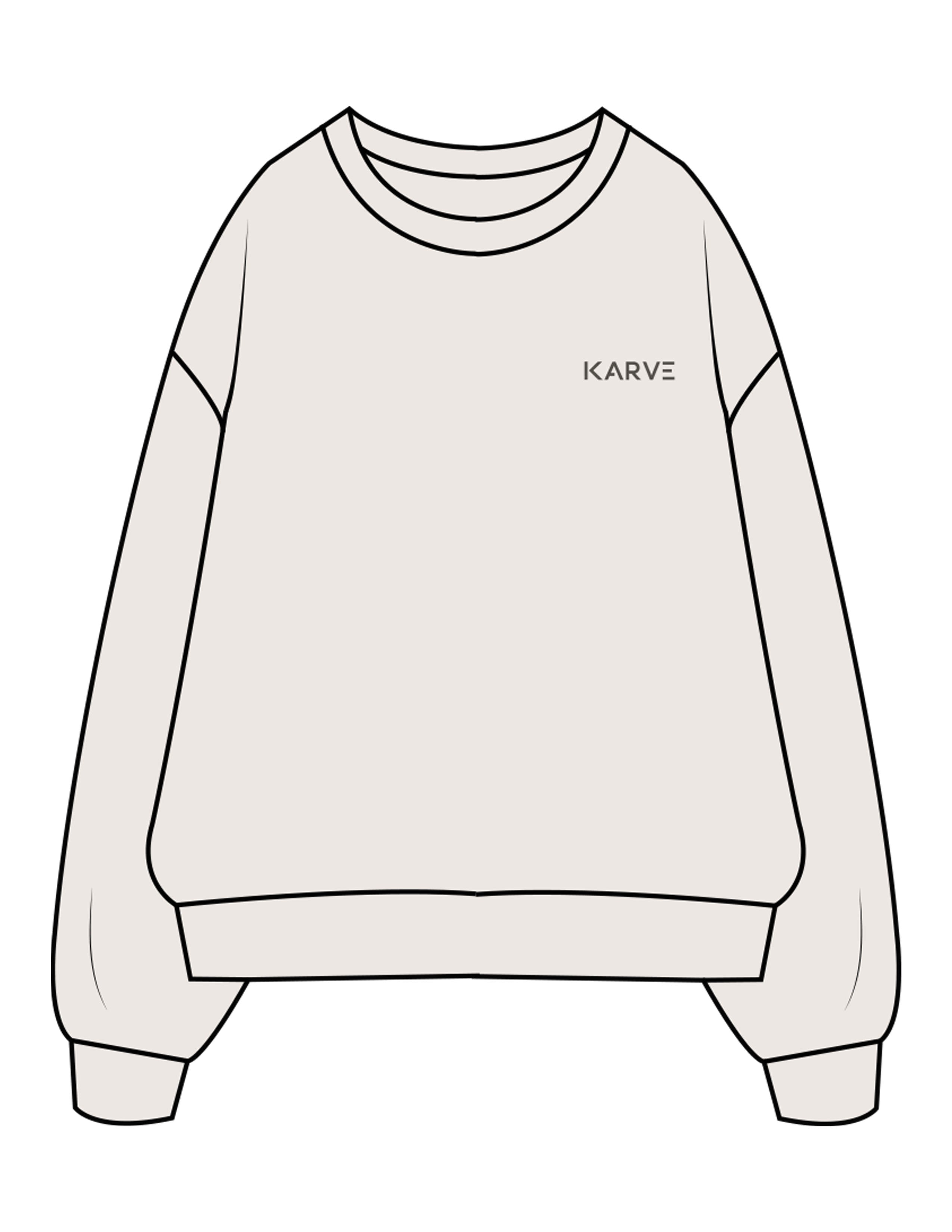 The Mens Crewneck - Bone - Karve Lagree Fit - Left Chest Embroidered & Back Stacked Printed - Gray