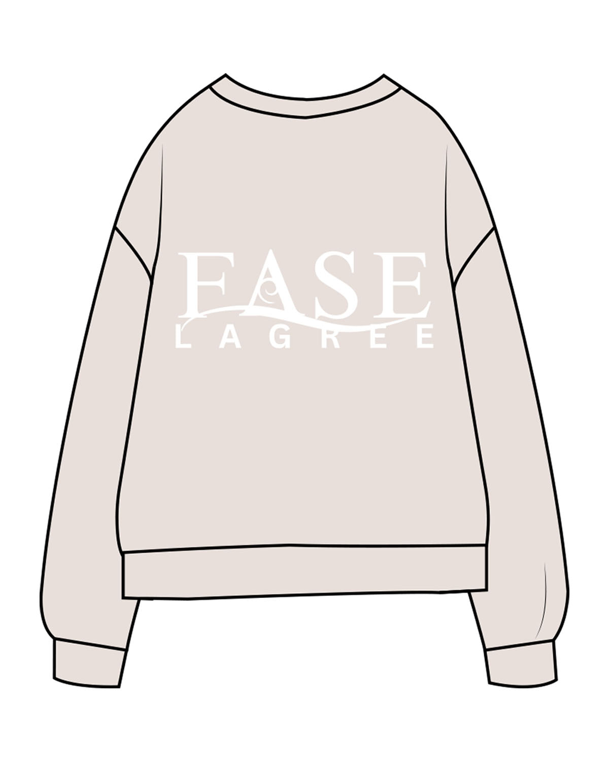 The Midweight Unisex Crewneck - Washed Ivory - Fase Lagree - Left Chest & Back Stacked - Printed - White