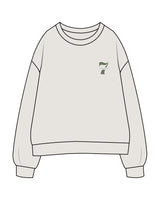 The Womens Crewneck - Washed Bone - STUDIO 7 - Left Chest - Printed - Sage