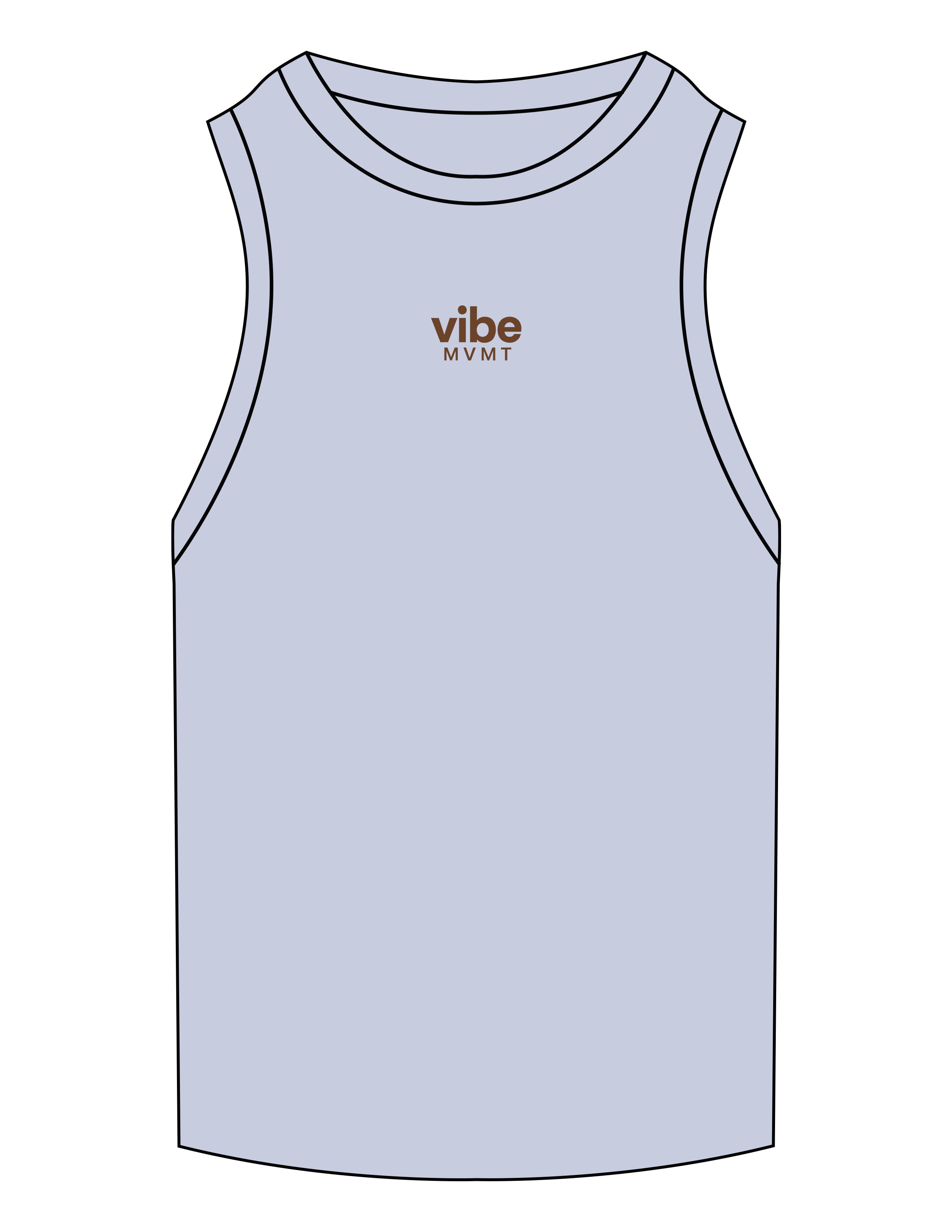 The Ribbed Full Length Tank - Powder - Vibe MVMT - Center Chest Stacked - EMB - Brown