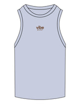 The Ribbed Full Length Tank - Powder - Vibe MVMT - Center Chest Stacked - EMB - Brown