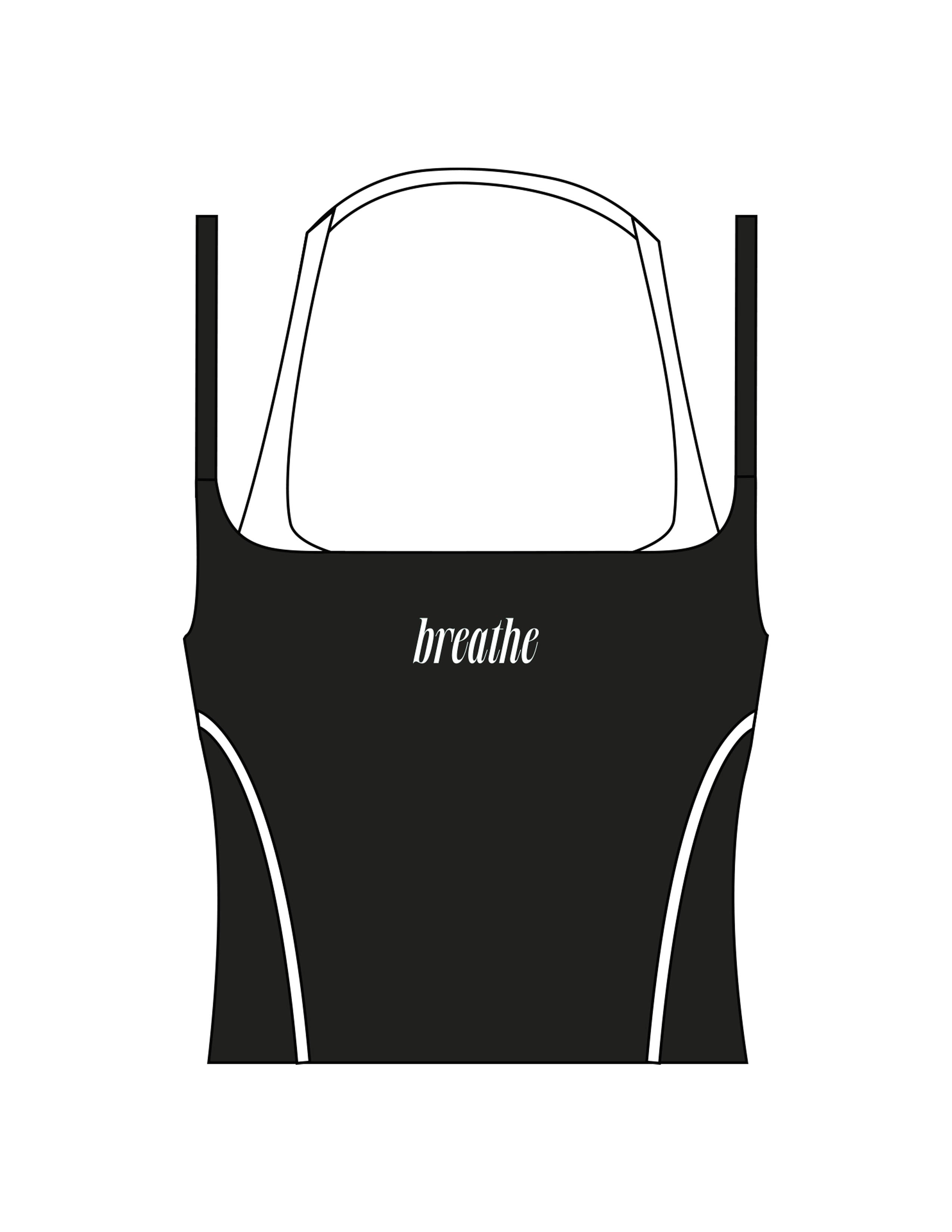 The Piped Tank - Black - RECHARGED PILATES - Center Chest - Printed - White