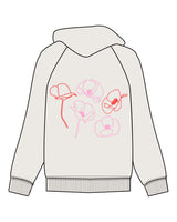 The Womens Hoodie - Bone - Poppys Pilates - Left Chest & Back Center - Printed - Full Color