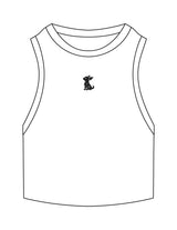 The Ribbed Crop Tank - White - Mind Muscle - Center Chest - Embroidered - Black