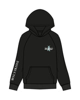 The Womens Hoodie - Black - White House - Left Chest & Right Sleeve - Back Stack - Printed - Full Color