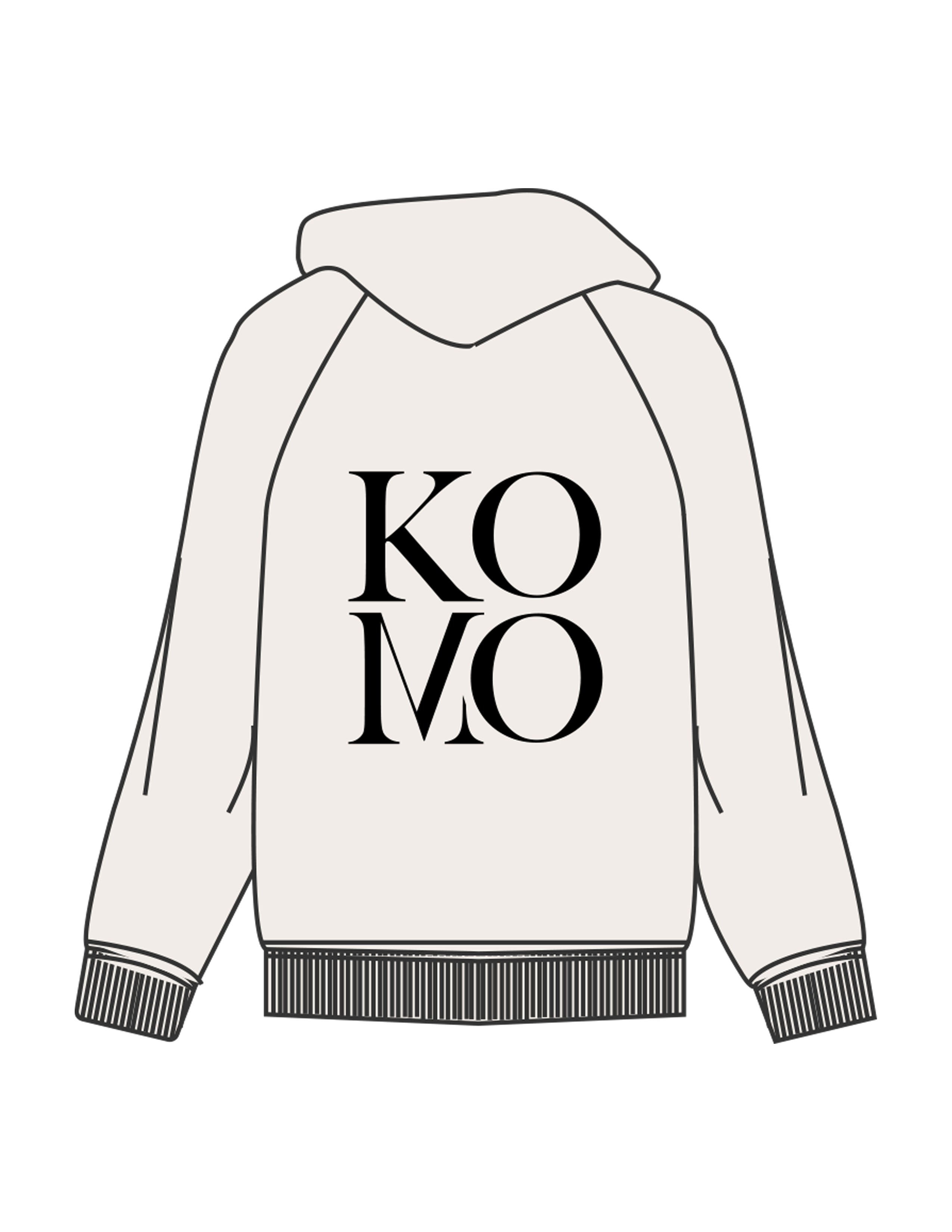 The Womens Heavyweight Hoodie - Off White - Komo Studio - Back Stacked - Printed - Black