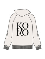 The Womens Heavyweight Hoodie - Off White - Komo Studio - Back Stacked - Printed - Black