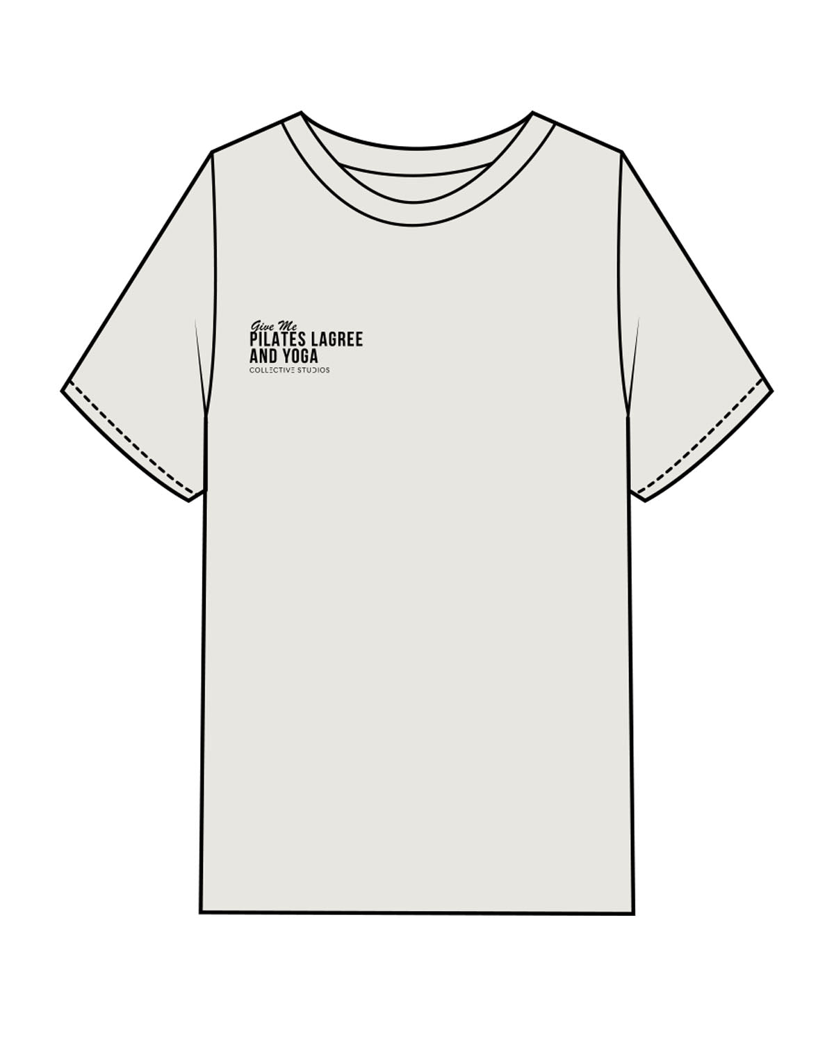 The Mens Heavyweight Tee - Washed Bone - Collective Studios - Right Chest Stacked - Full Back - Pilates - Black