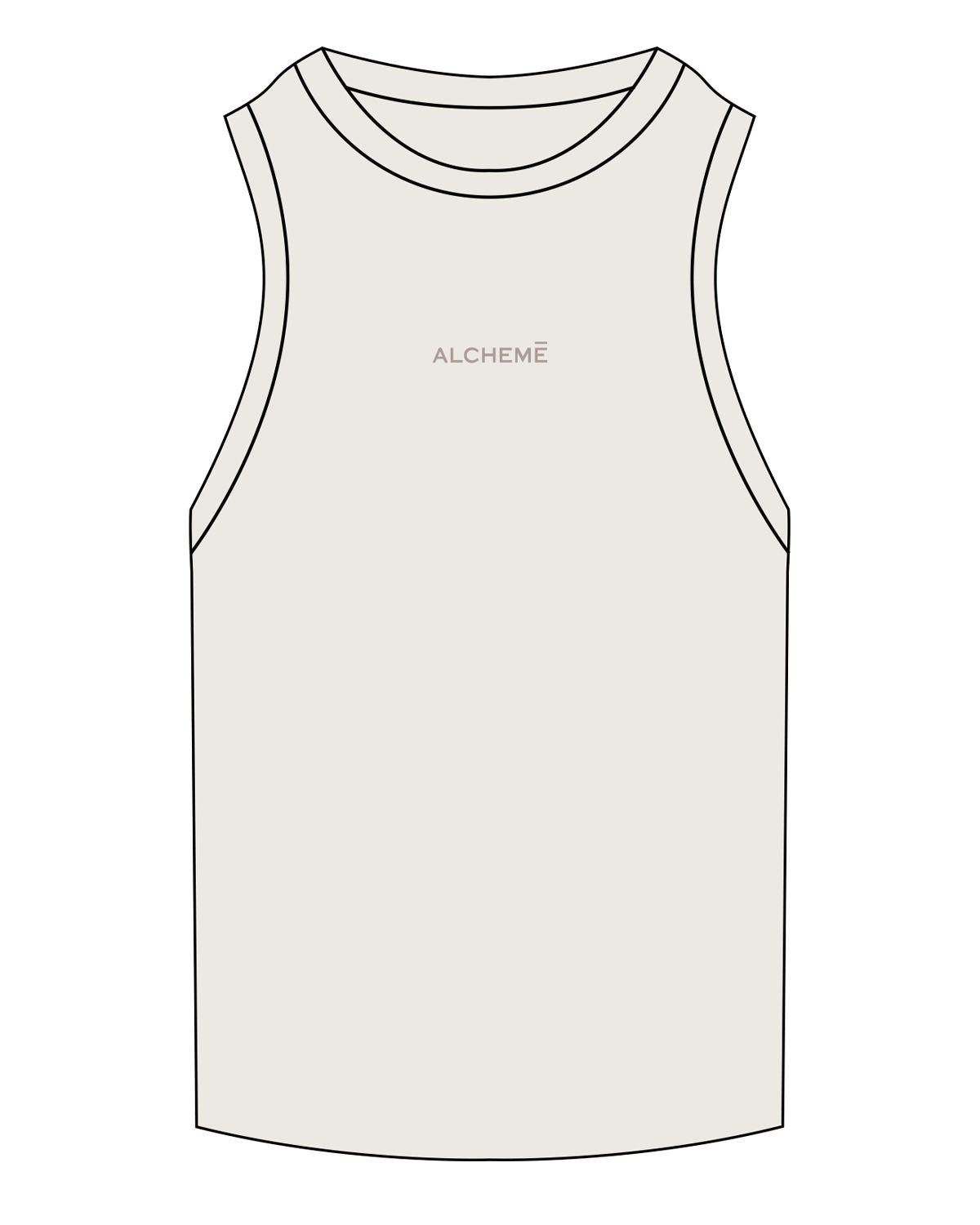 The Ribbed Full Length Tank - Bone - ALCHEME - Center Chest - Embroidered - Tone on Tone