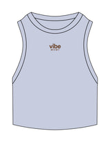 The Ribbed Crop Tank - Powder - Vibe MVMT - Center Chest Stacked - EMB - Brown
