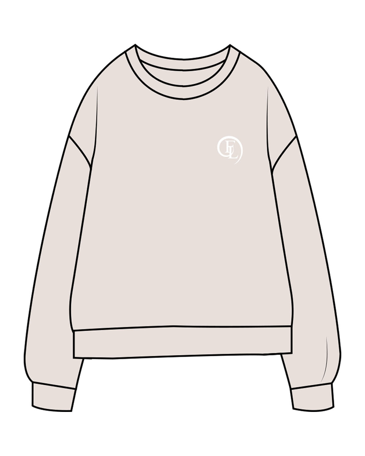 The Midweight Unisex Crewneck - Washed Ivory - Fase Lagree - Left Chest & Back Stacked - Printed - White