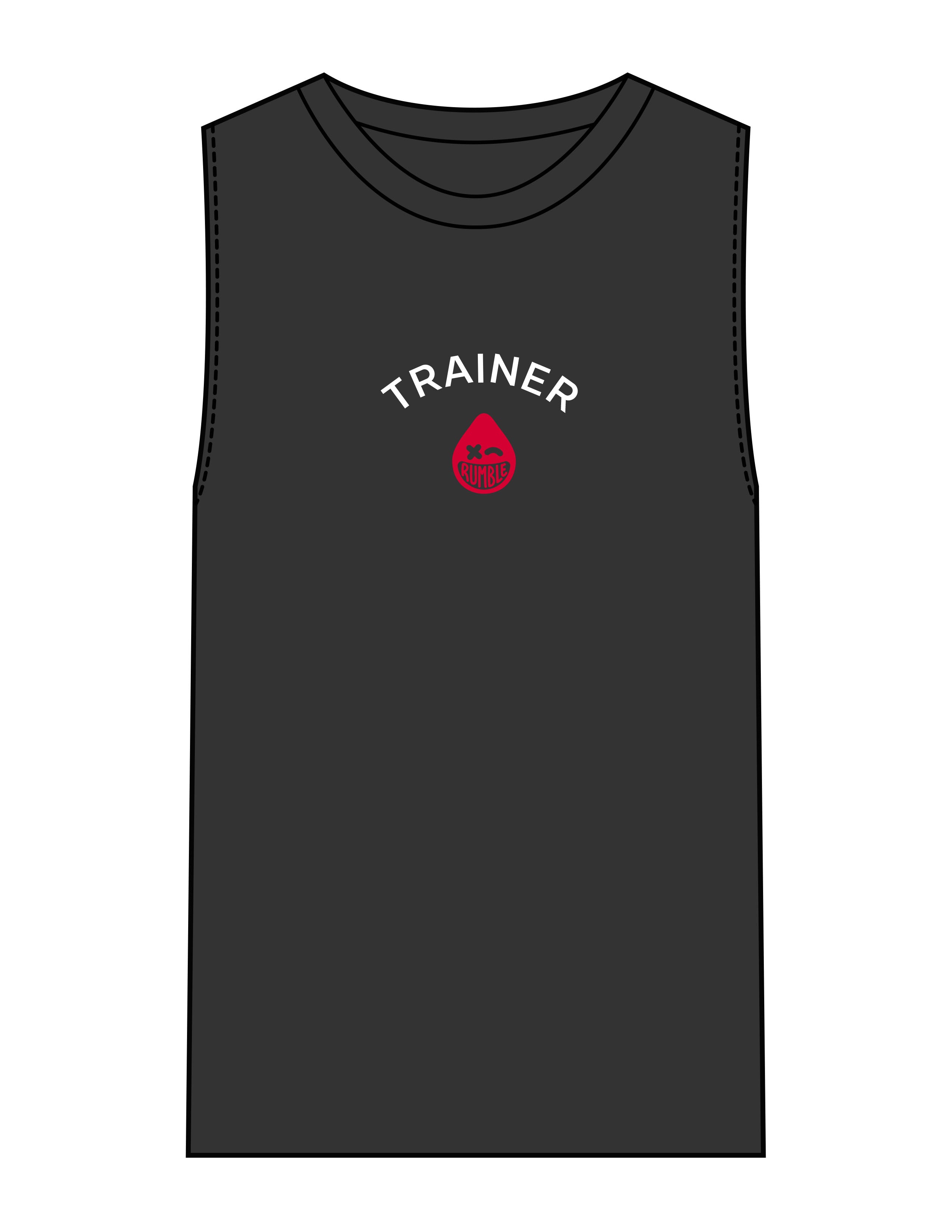 The Mens Heavyweight Tank - Washed Black - Rumble Trainer - Center Chest Stacked - Printed - Full Color