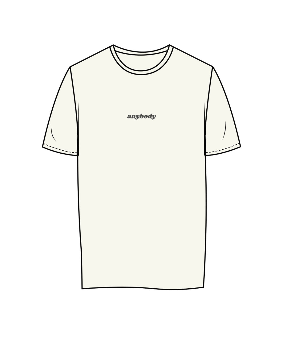 The Womens Tee - Off White - Anybody Run Club - Center Chest - Embroidered - Back Printed Neckline - Charcoal