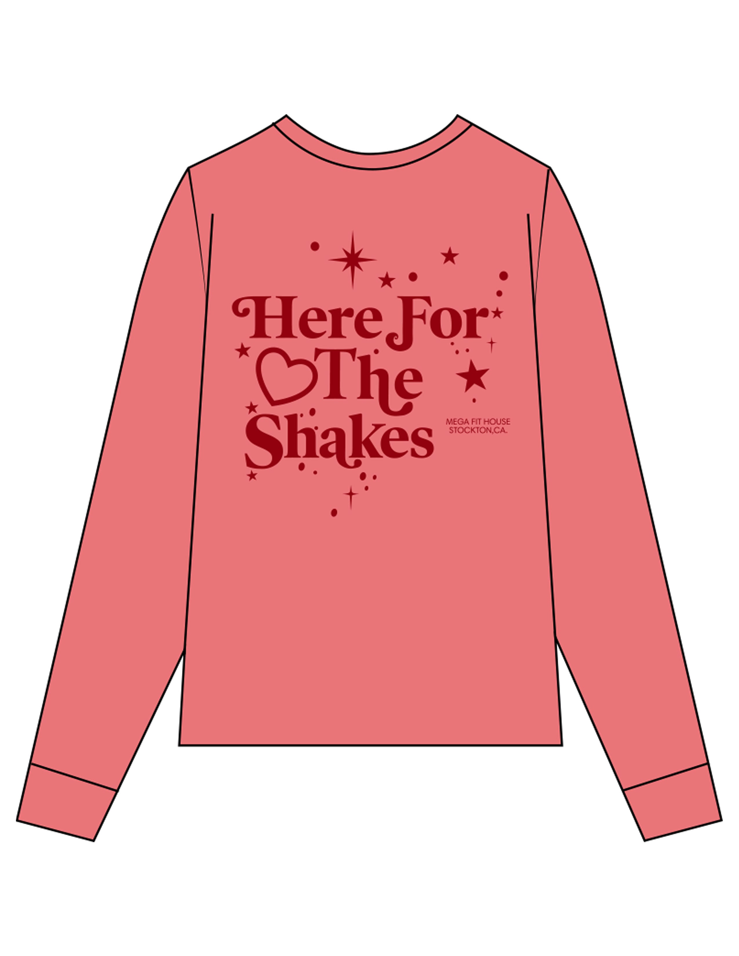 The Unisex Midweight Long Sleeve - Crimson - Mega Fit House - Left Chest Stacked & Back Stacked - Printed - Red