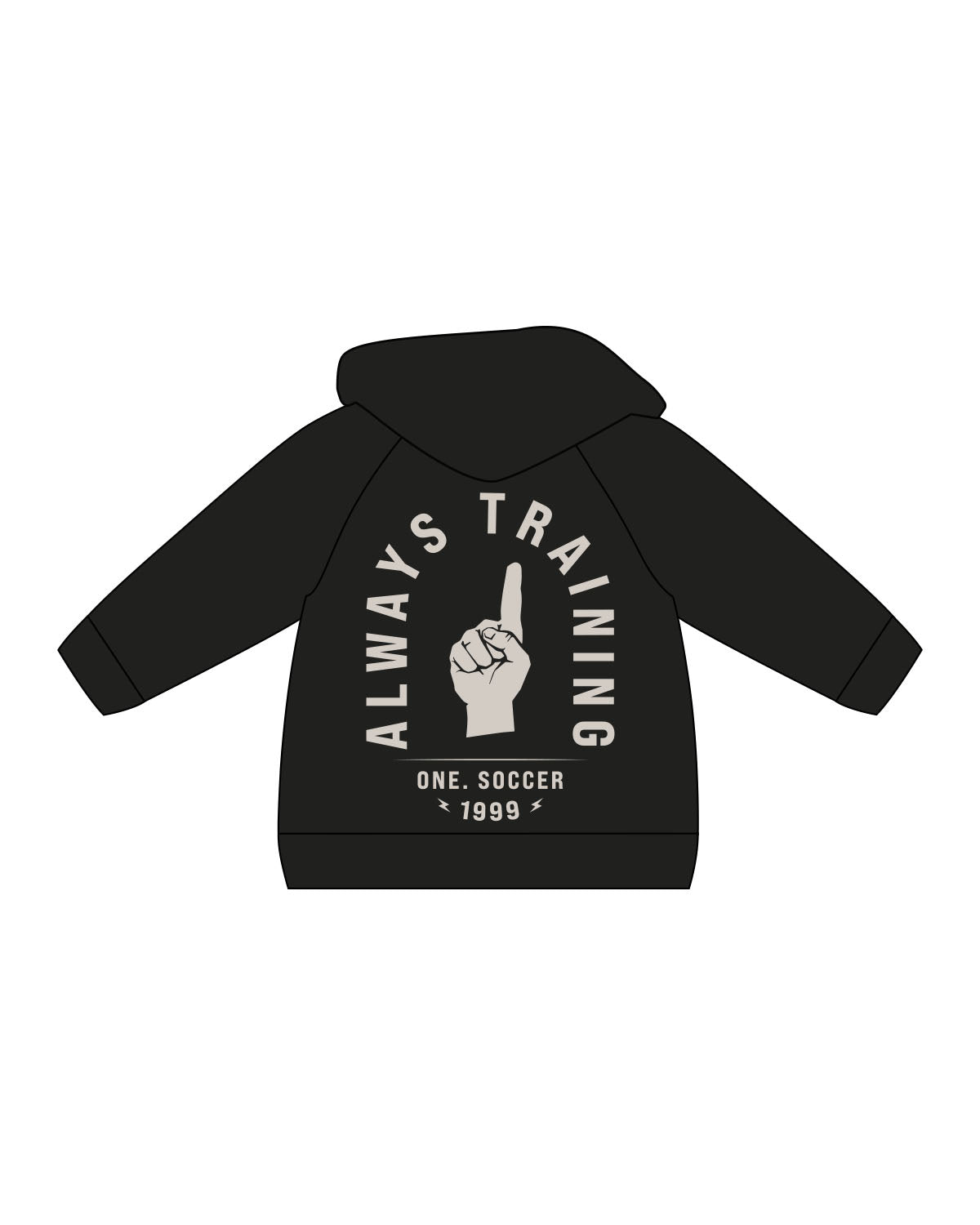 The Kids Zip Hoodie - Black - One Soccer - Left Chest & Back Center - Off White