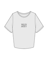The Crop Tee - Off White - Wellth Society - Center Chest Stacked - Printed - Black