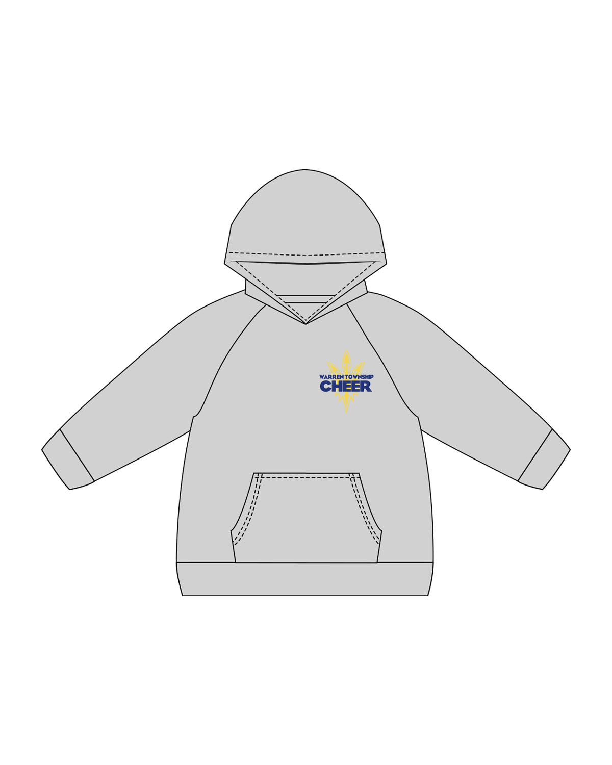 The Kids Hoodie - Heather - Warren - Left Chest Overlayed & Center Back Overlayed - Printed - Full Color