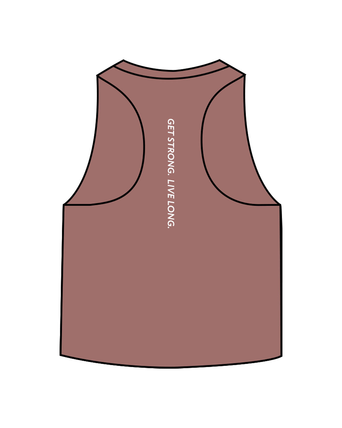 The Crop Muscle Racerback - Heather Mauve - Sweat Circuit - Center Chest - Back Center - Printed - Full Color