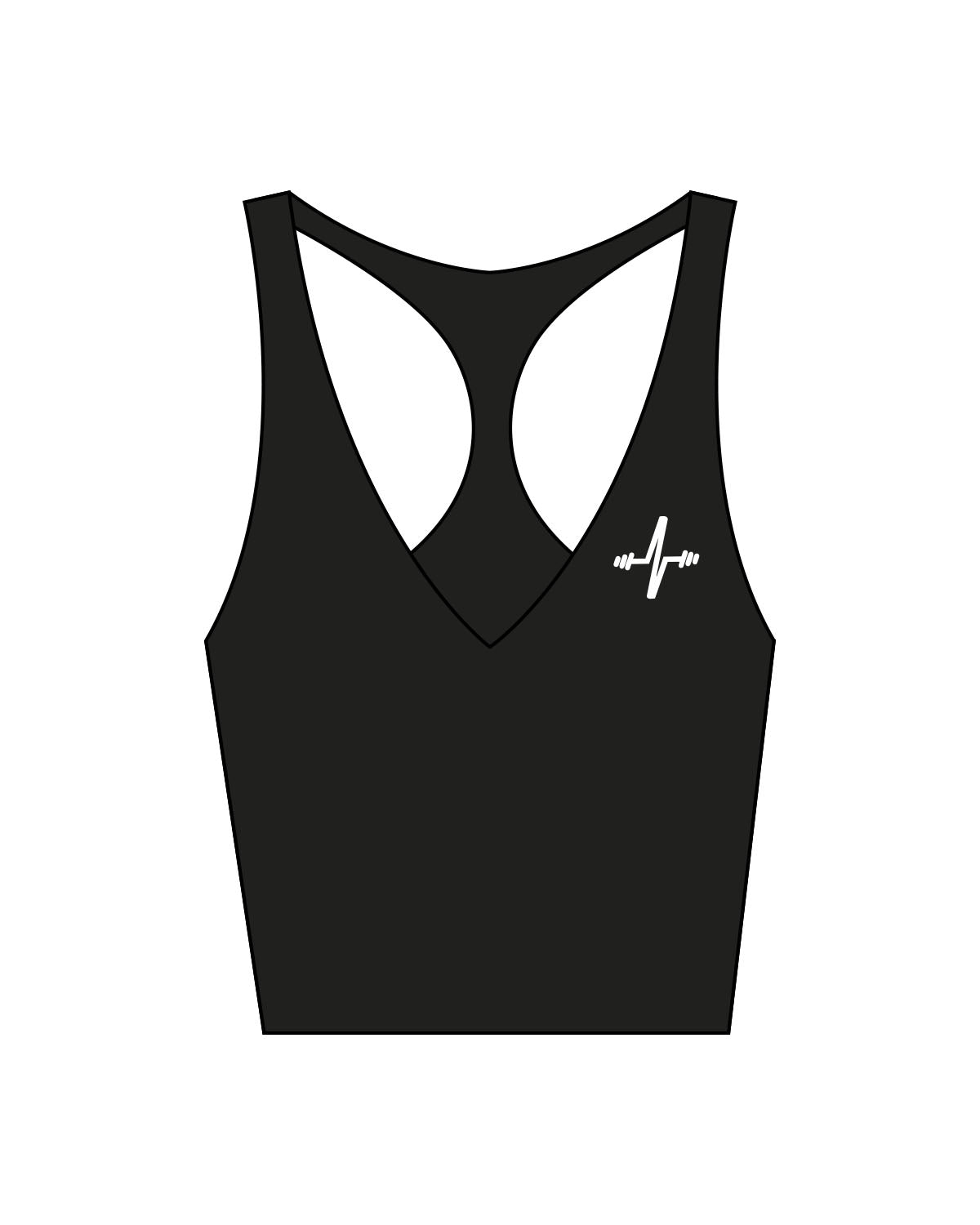 The Racer Tank - Black - Sweat Circuit - Left Chest - Back Vertical - White Printed