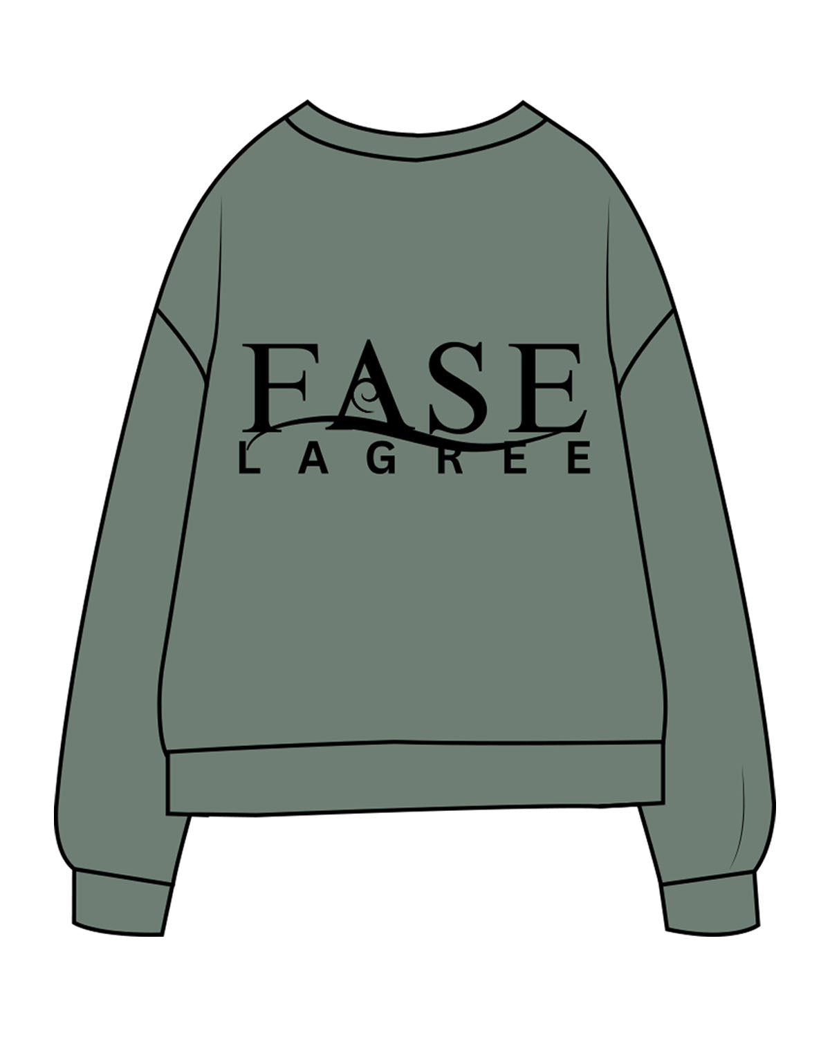The Midweight Unisex Crewneck - Washed Alpine - Fase Lagree - Left Chest & Back Stacked - Printed - Black