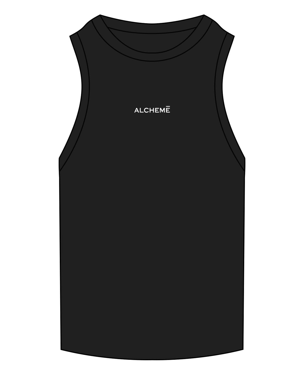 The Ribbed Full Length Tank - Black - ALCHEME - Center Chest - Embroidered - Tone on Tone