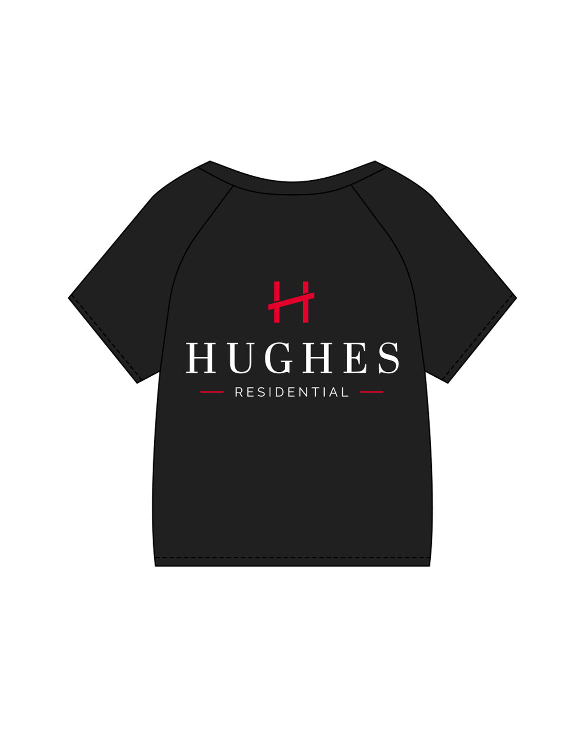 The Kids Tee - Black - Hughes Residential - Left Chest & Center Back Stacked - Full Color Printed