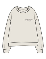The Womens Crewneck - Off White - Pilates Method/Barre Noir - Left Chest Stacked - Printed - Black