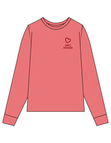The Unisex Midweight Long Sleeve - Crimson - Mega Fit House - Left Chest Stacked & Back Stacked - Printed - Red