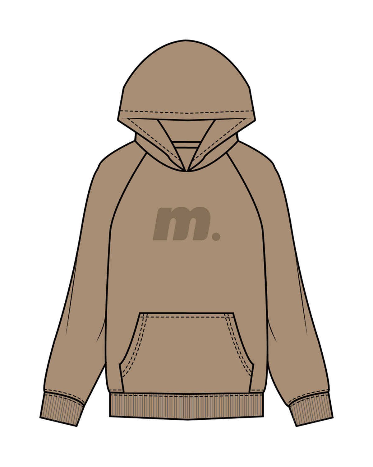 The Mens Hoodie - Sand - Motivate Movement - Center Chest "M" & Back Stacked - Printed - Tone on Tone
