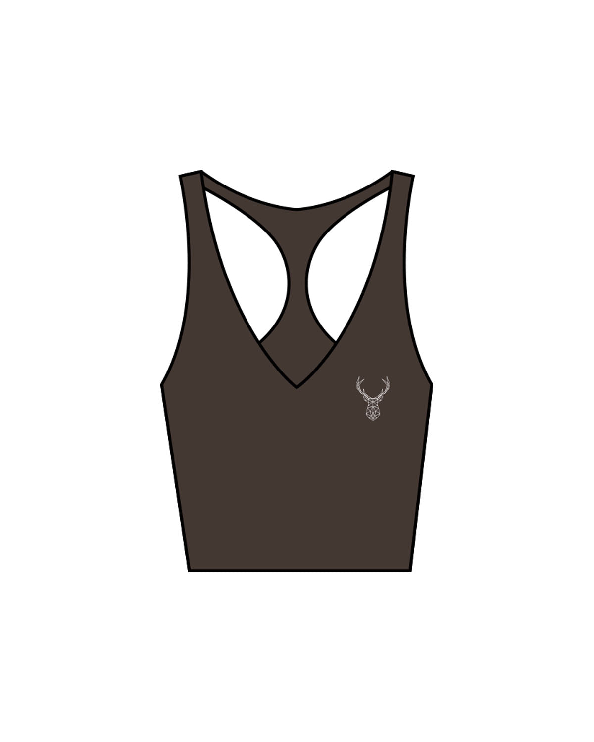 The Racer Tank - Cafe - Exodus Fitness - Left Chest - Printed - White