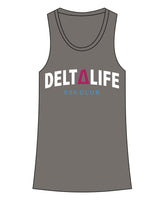 The Womens Full Length Tank - Charcoal - Delta Fitness - Center Chest - 500 Club - Full Color
