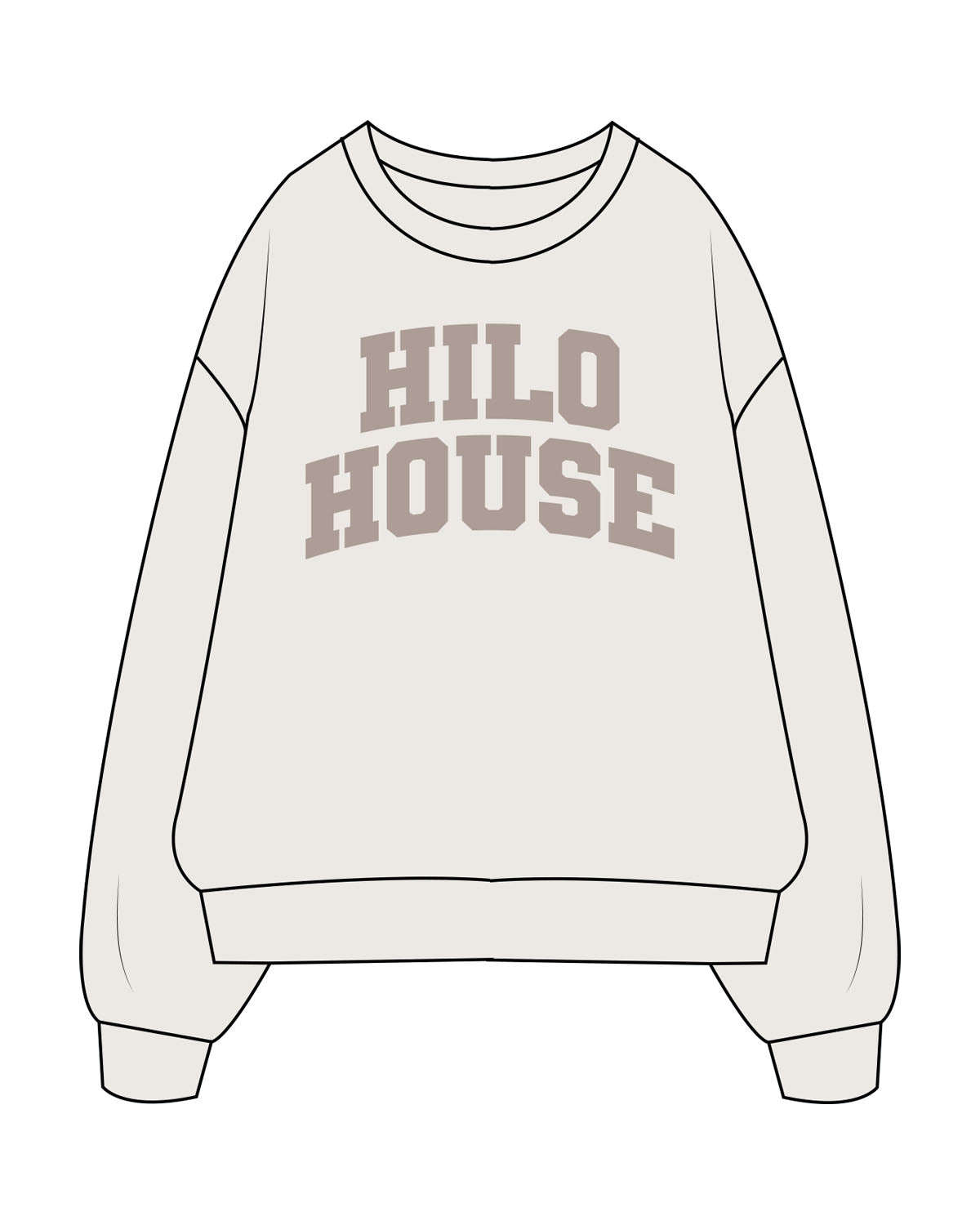 The Mens Crewneck - Bone - HiLo - Chest Arc Stacked - Printed - Tone on Tone