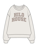 The Mens Crewneck - Bone - HiLo - Chest Arc Stacked - Printed - Tone on Tone