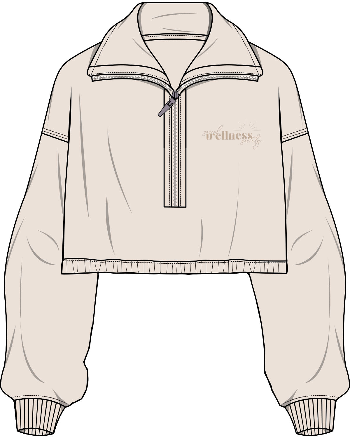 The Suede 1/2 Zip - Latte - SWS - Left Chest - Embroidered - Tone on Tone