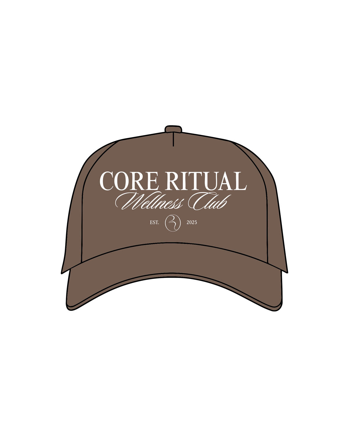 The Foam Trucker - Walnut - Core Ritual - Center Crown Stacked - Printed - White