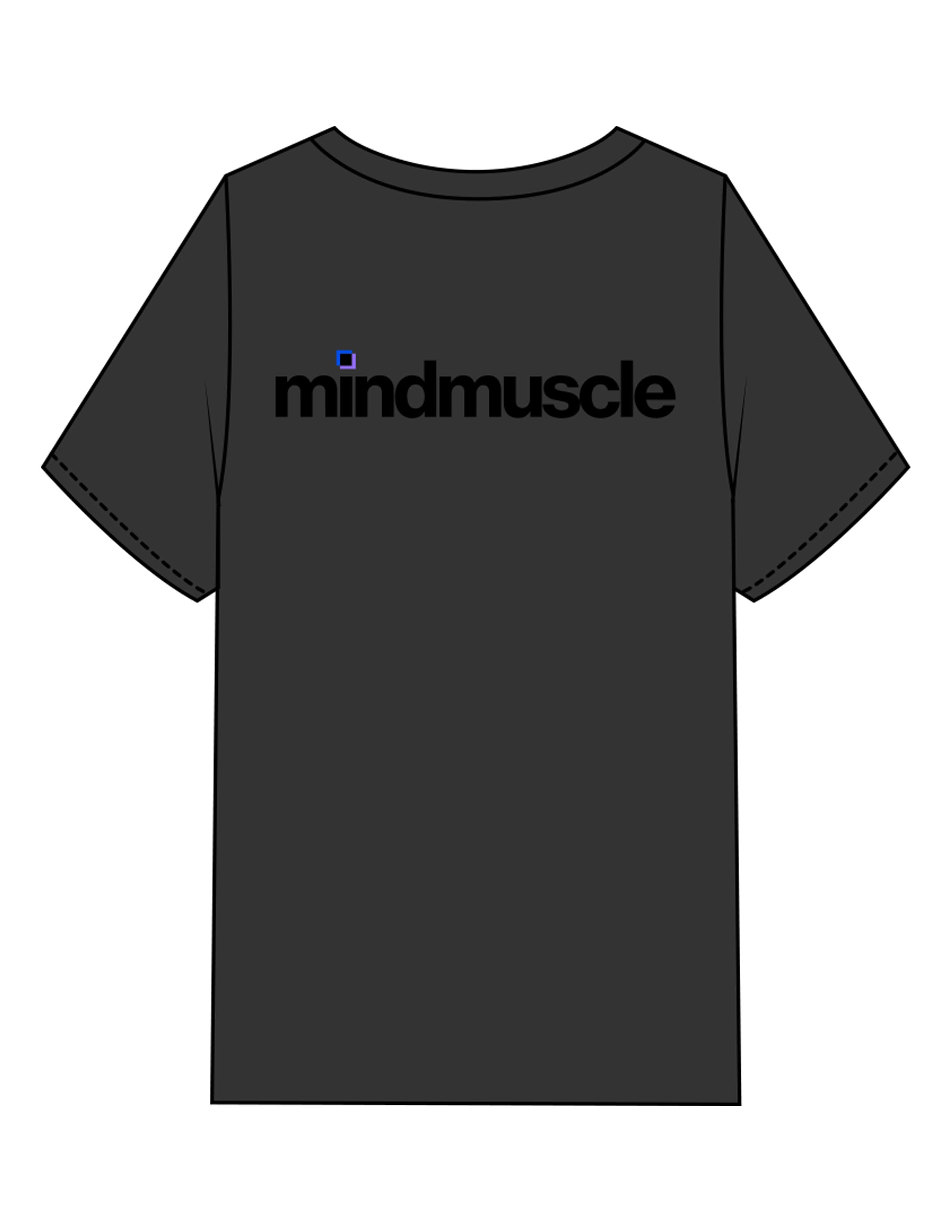 The Mens Heavyweight Tee - Washed Black - Mind Muscle - Left Chest & Center Back - Printed - Full Color