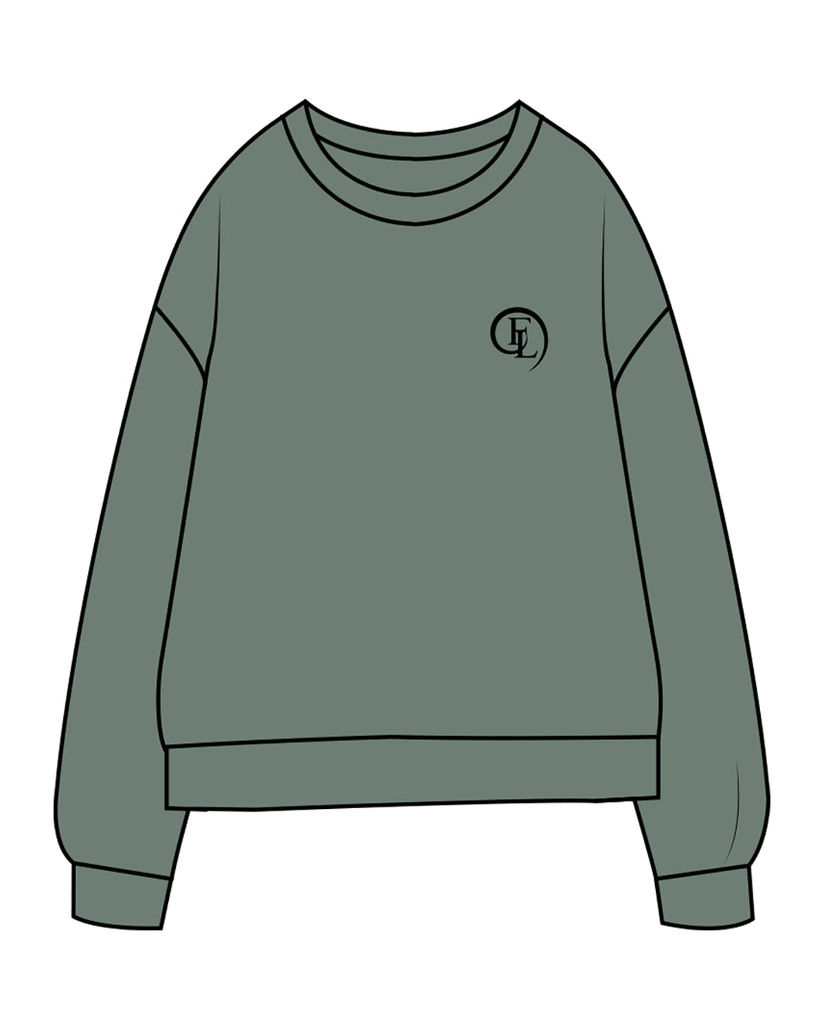The Midweight Unisex Crewneck - Washed Alpine - Fase Lagree - Left Chest & Back Stacked - Printed - Black
