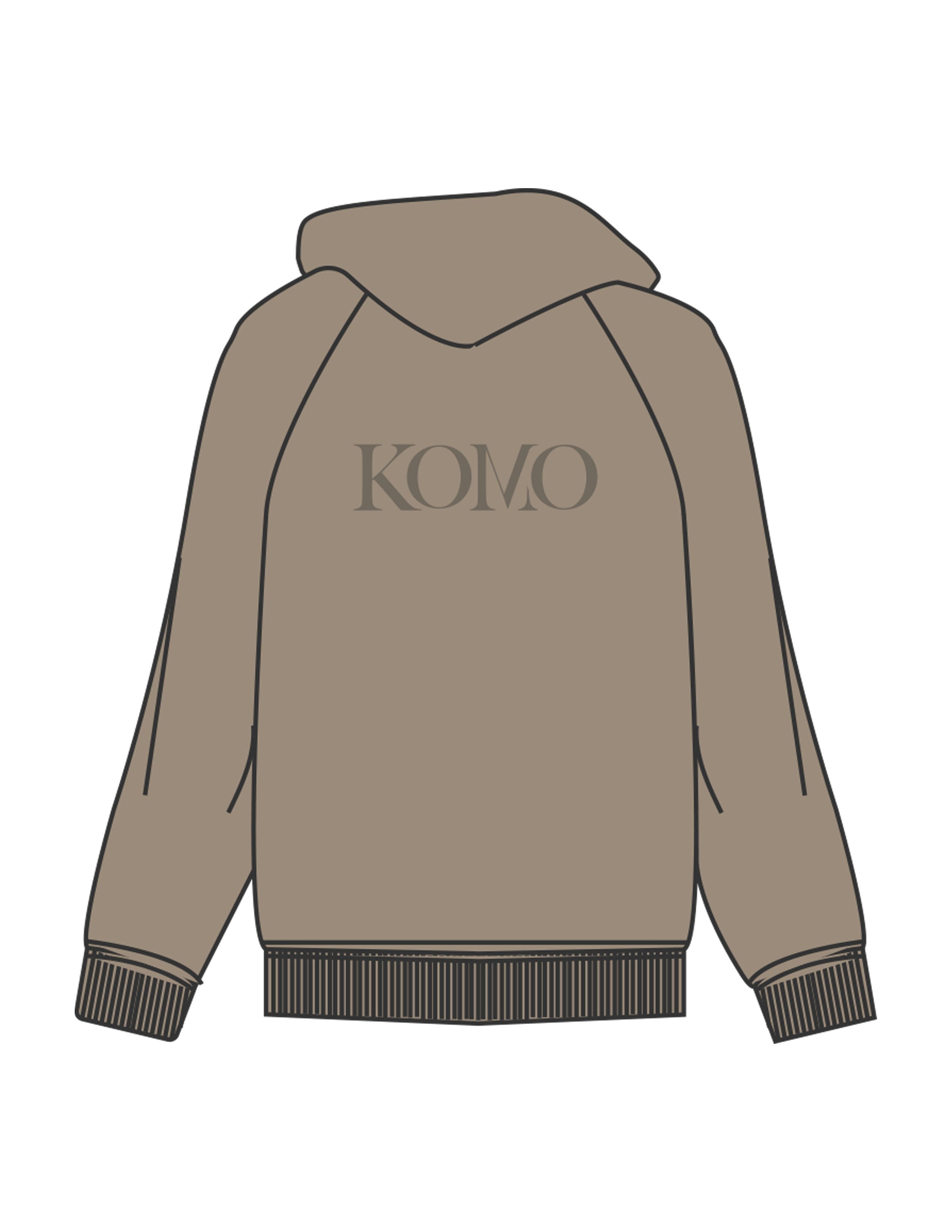 The Womens Heavyweight Hoodie - Eucalyptus - Komo Studio - Center Back - Printed - Tone on Tone