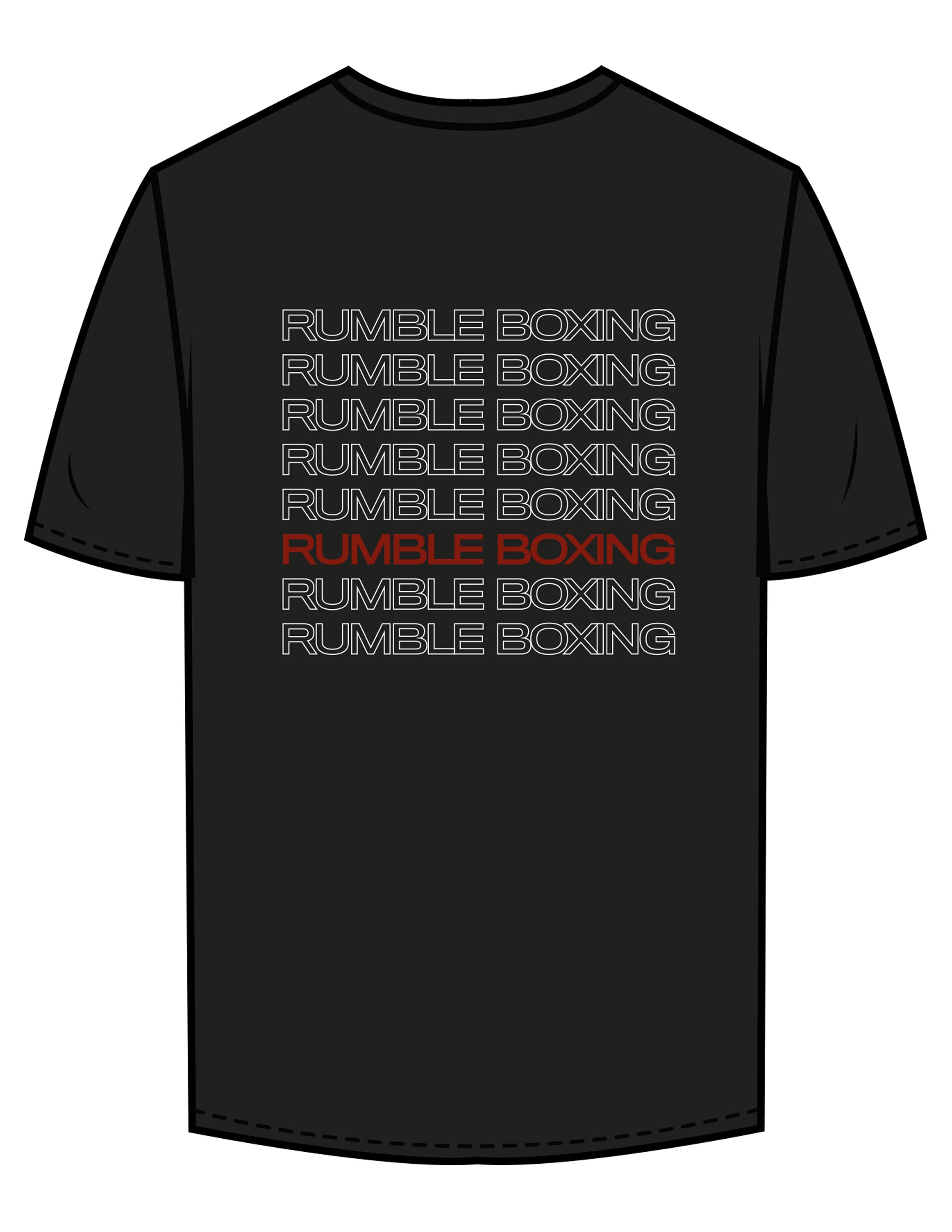 The Mens Tee - Black - Rumble Core - Left Chest & Back Stacked - Printed - Red