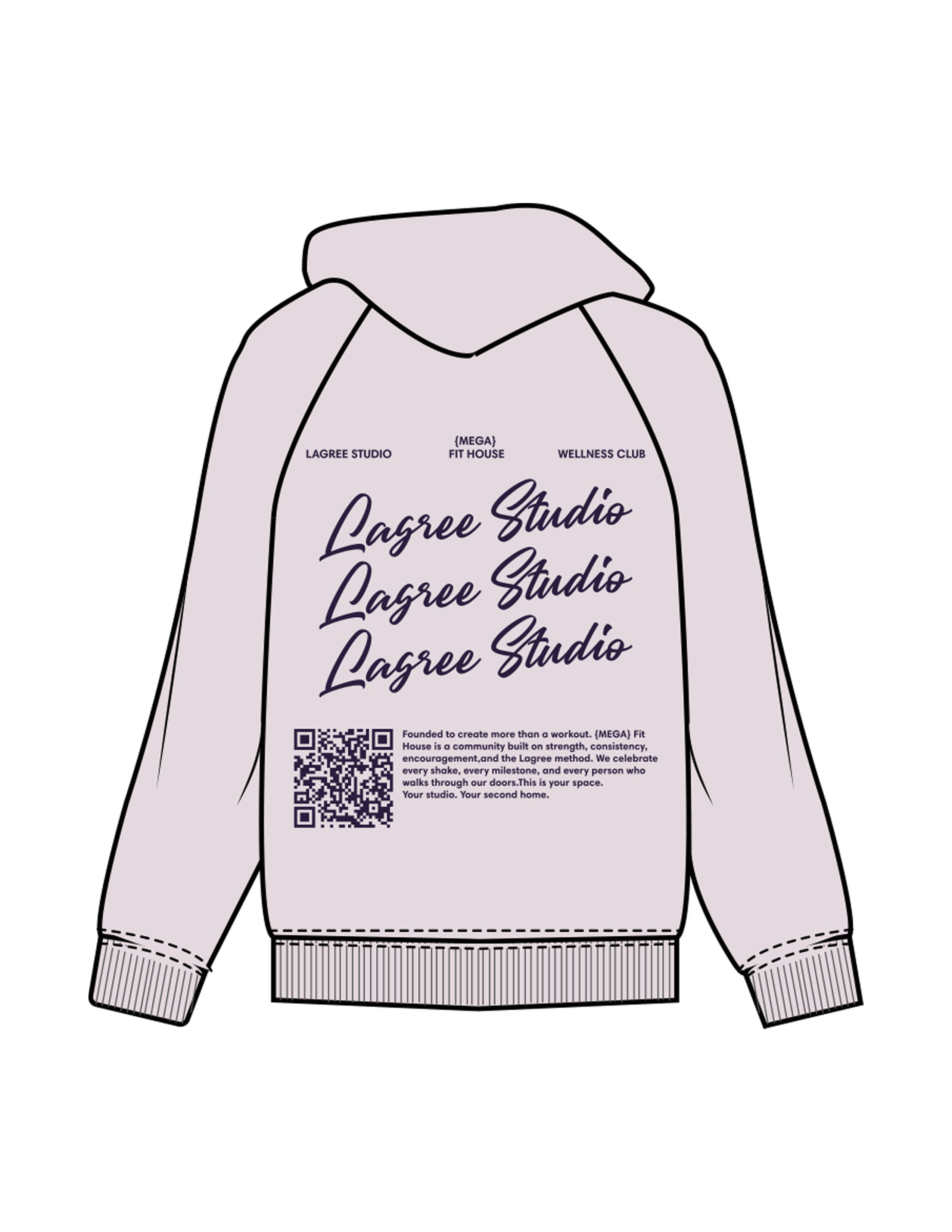 The Womens Hoodie - Orchid - Mega Fit House - Left Chest & Back Stacked - Printed - Plum
