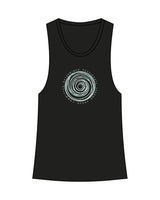 The Womens Full Length Tank - Black - Core Evolution - Center Chest & Center Back -  Teal