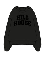 The Mens Crewneck - Black - HiLo - Chest Arc Stacked - Printed - Tone on Tone
