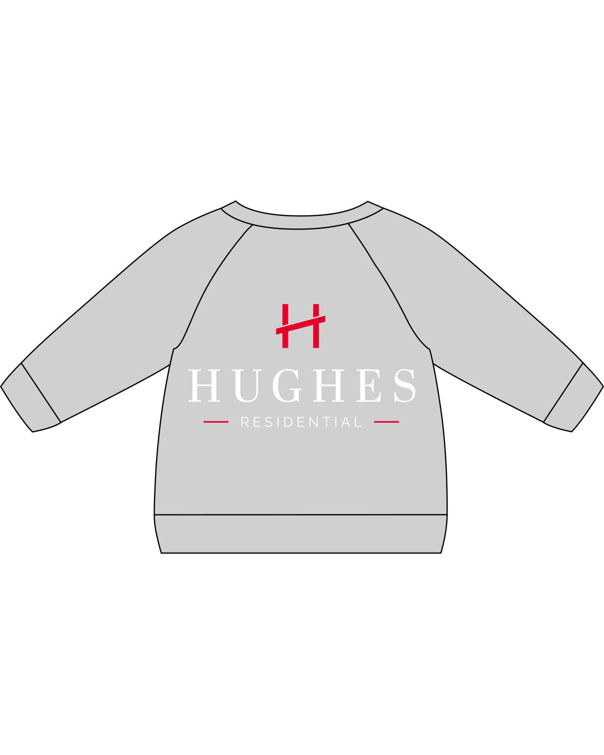 The Kids Crewneck - Heather - Hughes Residential - Left Chest & Center Back Stacked - Full Color Printed