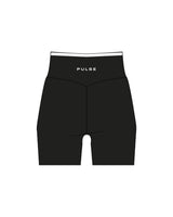The Piped Crossover Short - Black - Pulse 712 - Center Back Waistline - Printed - White