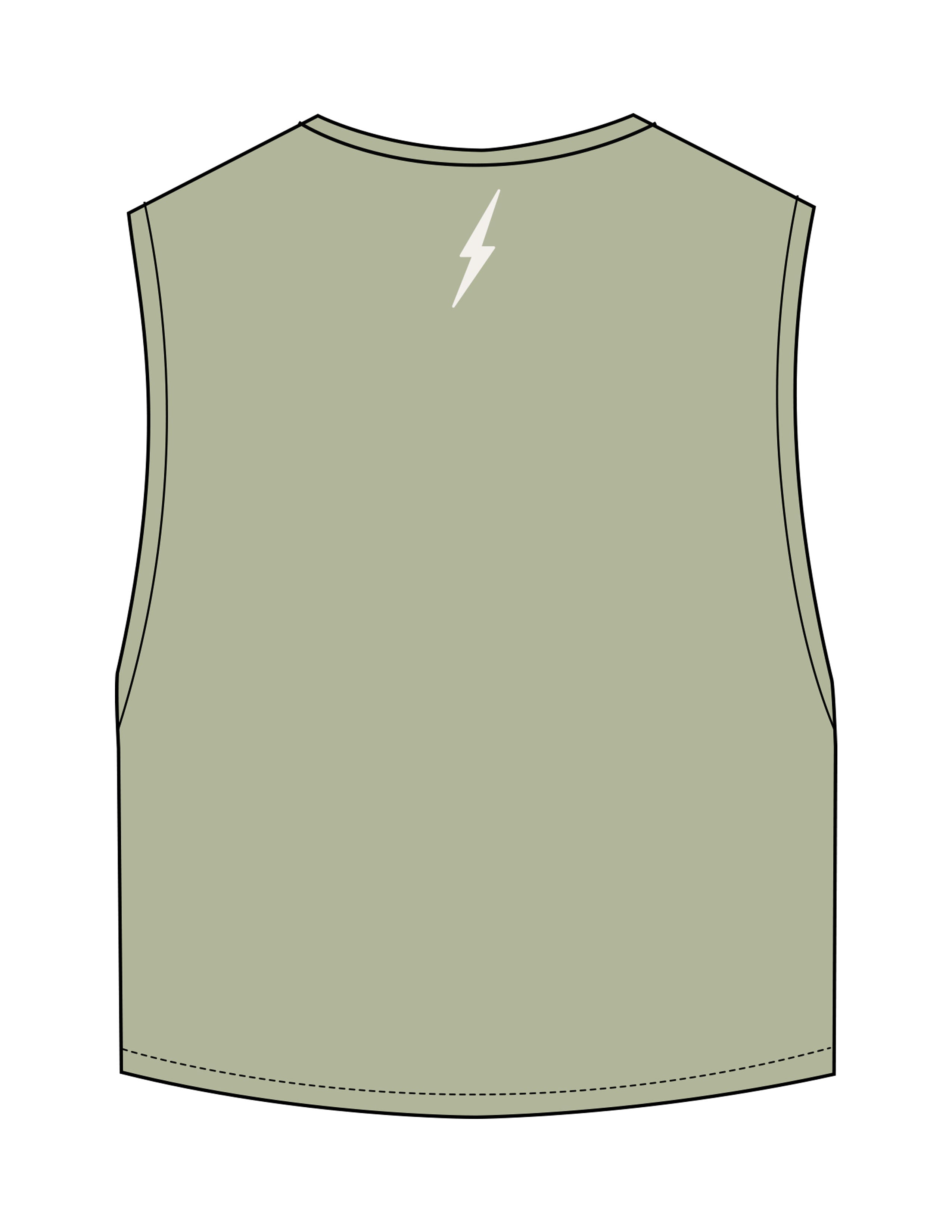 The Crop Muscle Tank - Pistachio - RECHARGED PILATES - Upper Chest & Back Neckline - Printed - Sandy White