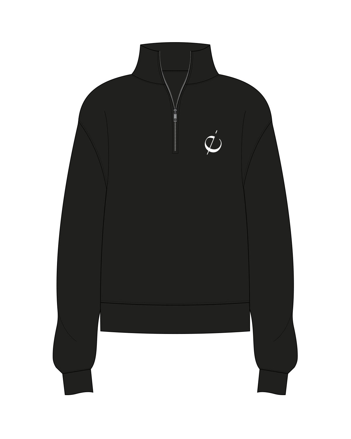 The Womens 1/4 Zip - Black - Eleve - Left Chest - White