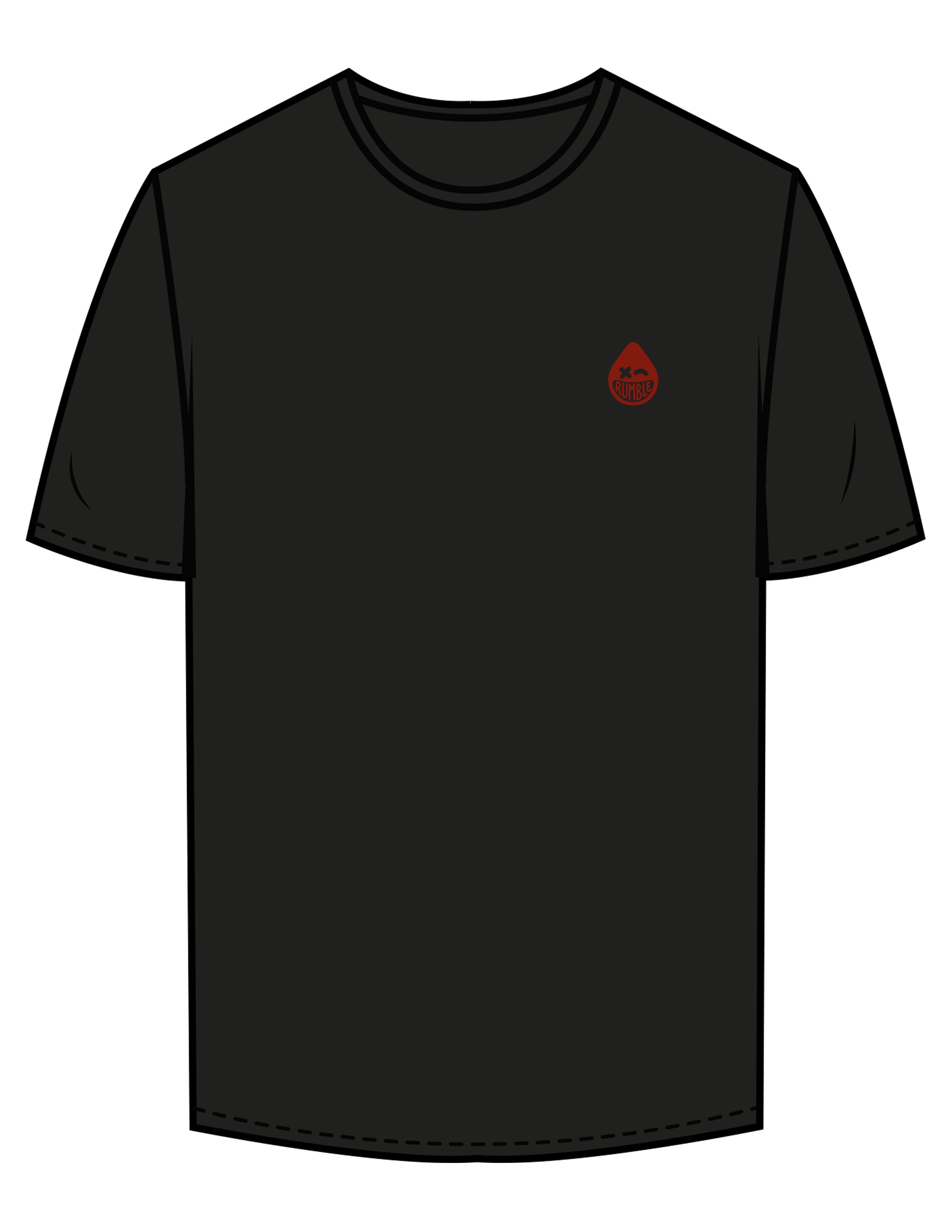 The Mens Tee - Black - Rumble Core - Left Chest & Back Stacked - Printed - Red